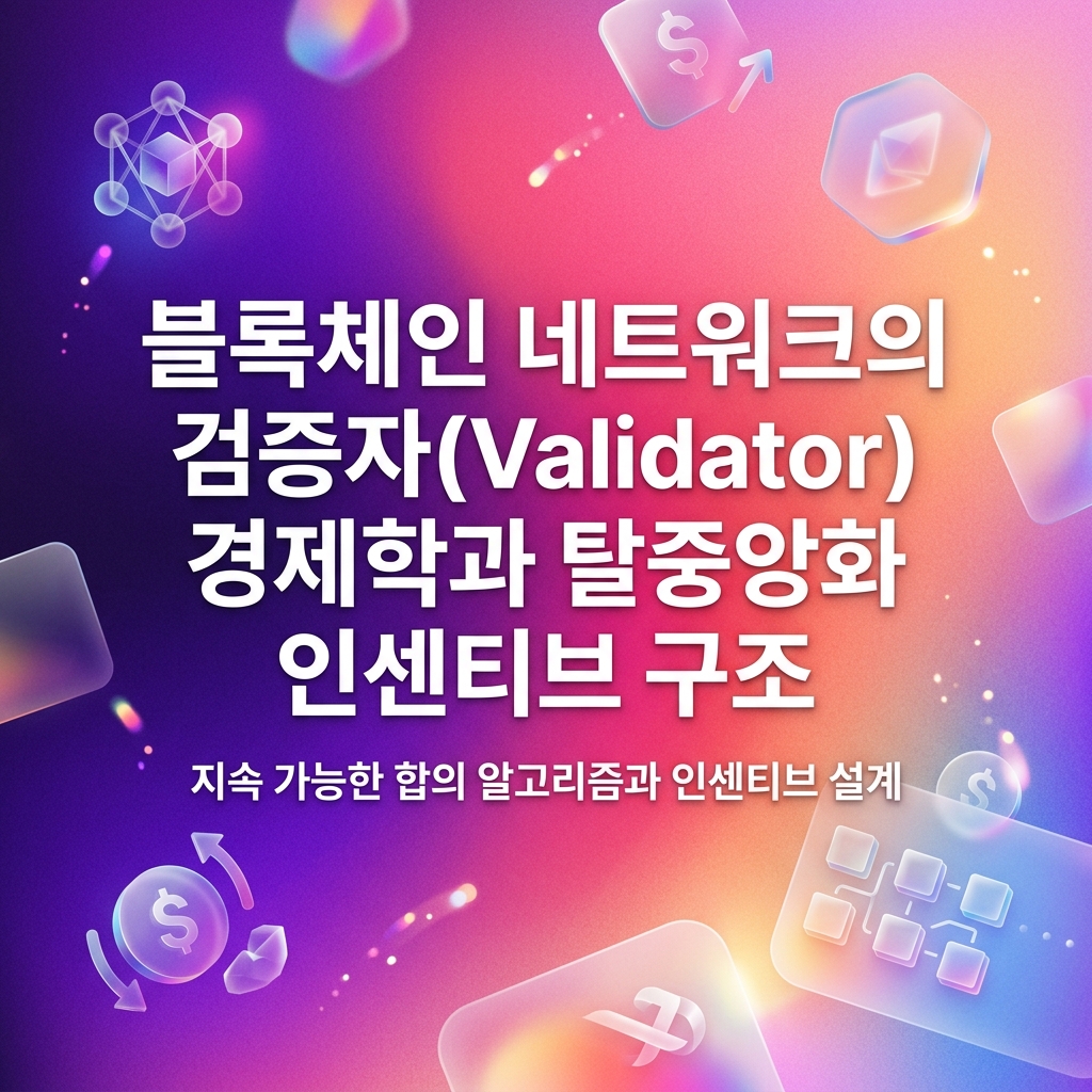 블록체인 네트워크의 검증자(Validator) 경제학과 탈중앙화 인센티브 구조 1 블록체인 네트워크의 검증자(Validator) 경제학과 탈중앙화 인센티브 구조