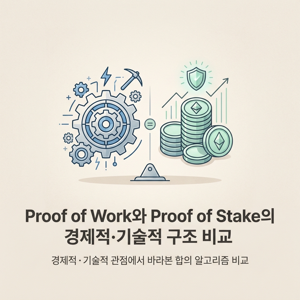 Proof of Work와 Proof of Stake의 경제적·기술적 구조 비교 1 Proof of Work와 Proof of Stake의 경제적·기술적 구조 비교