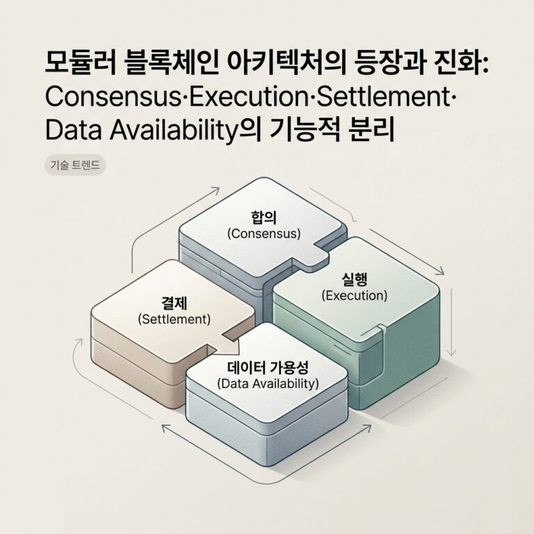모듈러 블록체인 아키텍처의 등장과 진화: Consensus·Execution·Settlement·Data Availability의 기능적 분리