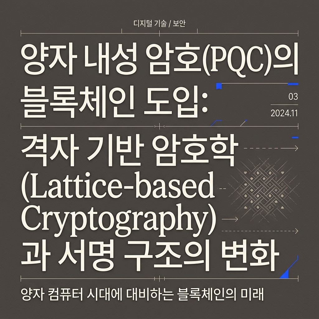 양자 내성 암호(PQC)의 블록체인 도입: 격자 기반 암호학(Lattice-based Cryptography)과 서명 구조의 변화 1 양자 내성 암호(PQC)의 블록체인 도입: 격자 기반 암호학(Lattice-based Cryptography)과 서명 구조의 변화